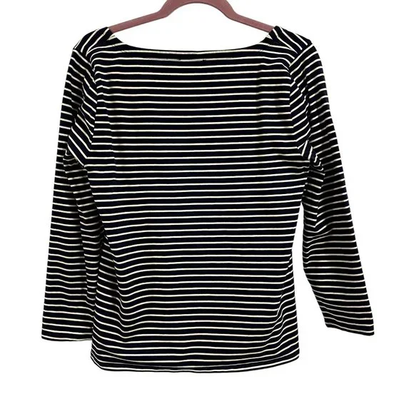 J. Crew‎ Square Neck T-Shirt in Blue White Stripes Size M - Picture 4 of 6